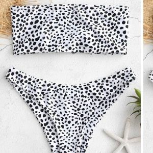 Strapless high cut bikini set